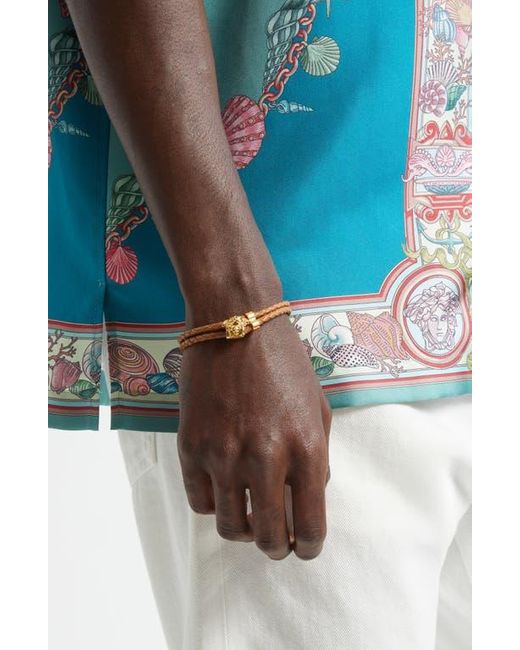 Versace Brown Medusa Braided Leather Bracelet for men