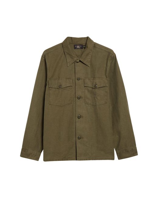Ralph Lauren Green Solid Button-up Overshirt for men