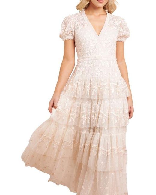 Needle & Thread Pink Layered Lace Ankle Gown