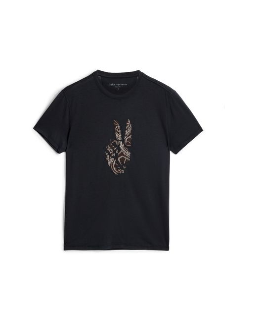 John Varvatos Black Embroidered Peace Sign T-shirt for men