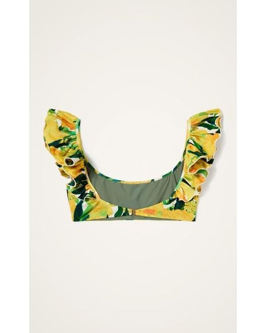LaDoubleJ Yellow Ruffle Bikini Top