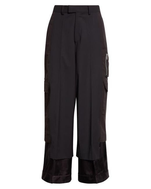 Undercover Black Paneled Mixed Media Cargo Trousers