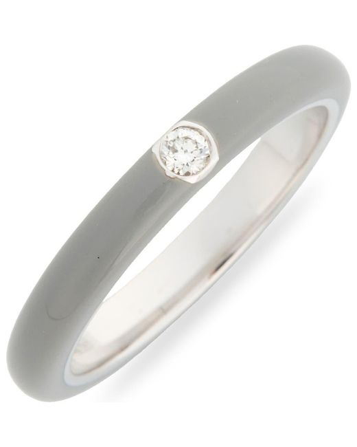EF Collection Diamond Enamel Ring in Gray Lyst