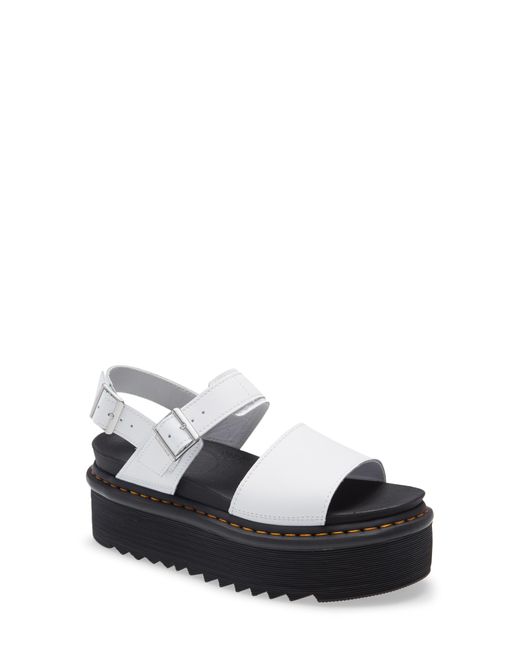 Dr. Martens Voss Quad Hydro Leather Platform Sandal in White Leather (White) | Lyst