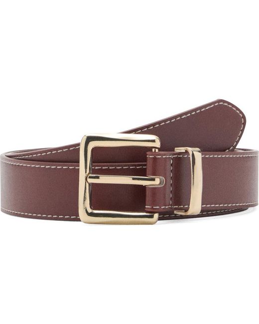 Mango Purple Stitched Square Buckle Belt