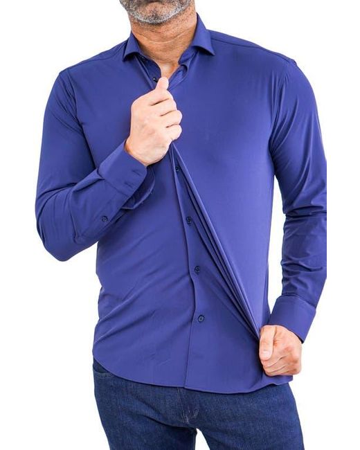 Maceoo Blue Einstein Stretchcore Performance Button-Up Shirt for men