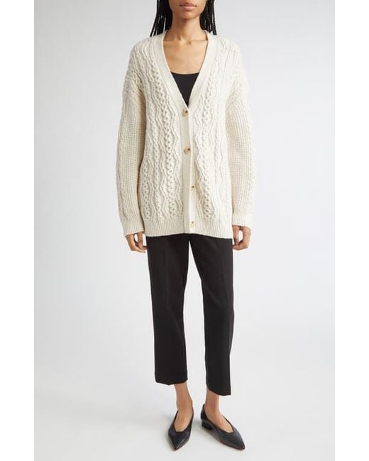 Vince Natural Mixed Stitch Wool & Cashmere Blend Cardigan