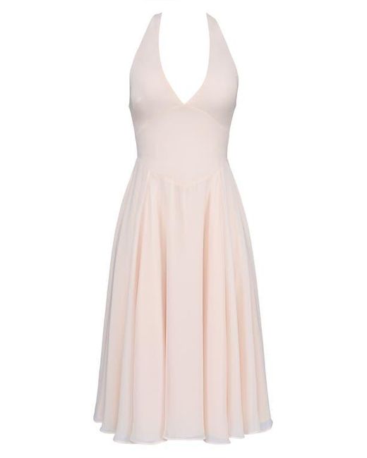 House Of Cb Natural Solada Halter Georgette Midi Dress