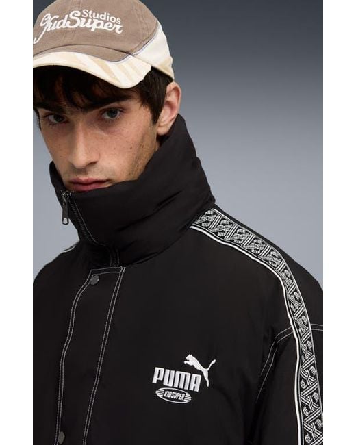 PUMA Black X Kidsuper Long Hooded Nylon Puffern Jacket for men