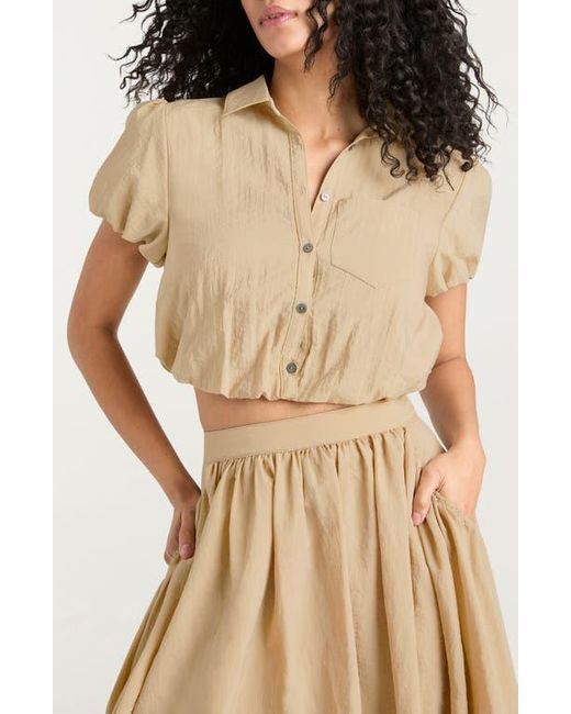 Cinq À Sept Natural Allinae Button Up Crop Top