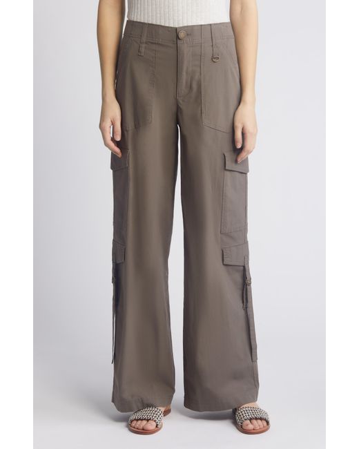 Wit & Wisdom 'ab'solution High Waist Cotton Blend Cargo Pants in Brown