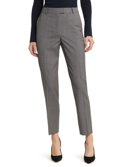 Boss Gray Tamata Pinstripe Virgin Wool Ankle Pants