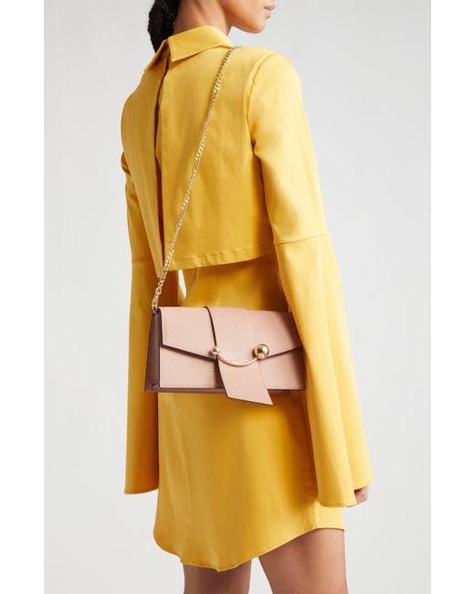 Strathberry Mini Crescent Leather Shoulder Bag in Pink
