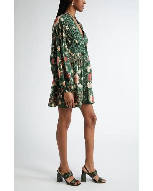 Farm Rio Green Pineapple Garden Long Sleeve Button Front Minidress