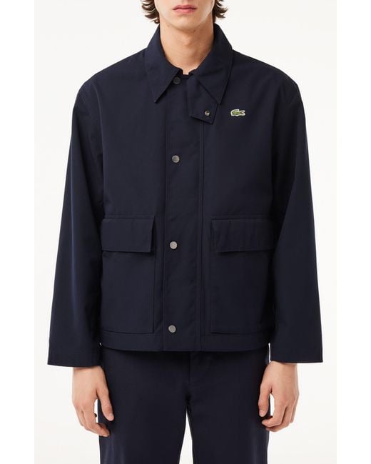 Lacoste Blue Water Resistant Utility Jacket for men