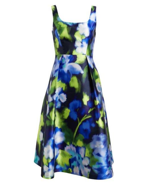 Julia Jordan Blue Print Pleated Sleeveless Midi Dress