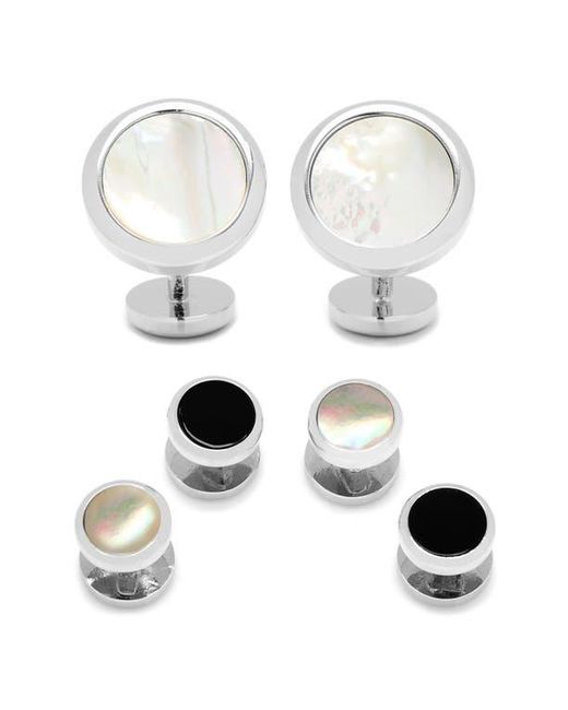 Cufflinks Inc. White Ox And Bull Trading Co. Mother-Of-Pearl Cuff Links & Shirt Stud Set for men