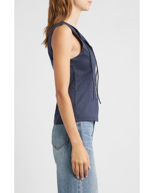 Mango Blue Dena Tie Front Sleeveless Top
