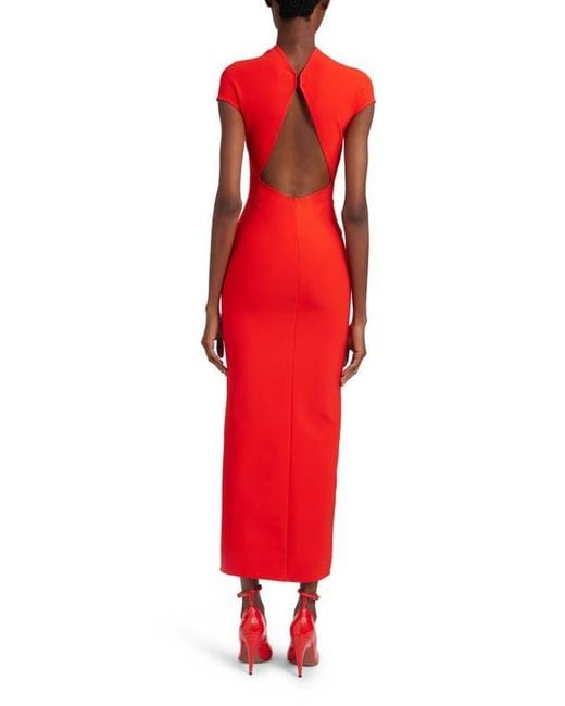 Alaïa Open Back Sculpting Jersey Dress in Red | Lyst
