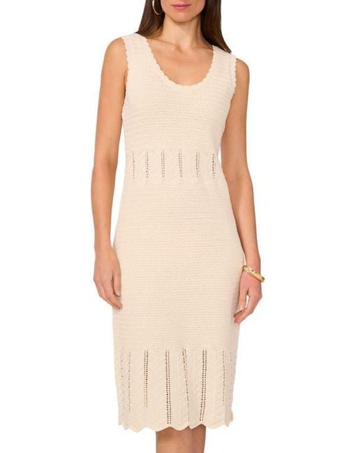 Vince Camuto Women's Natural Sleeveless Scallop Hem Pointelle