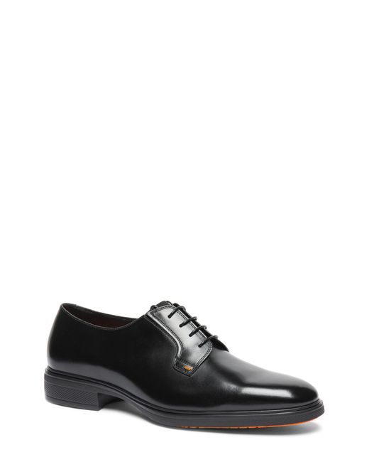 Santoni Black Easy Plain Toe Oxford for men