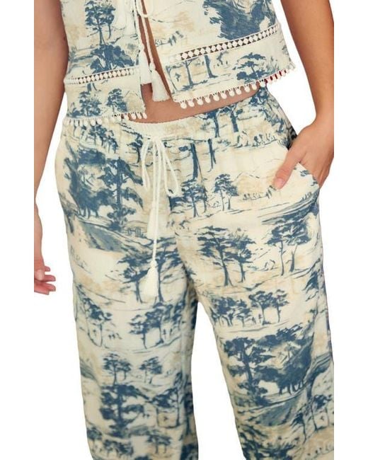 Next Blue Tree Print Wide Leg Drawstring Pants