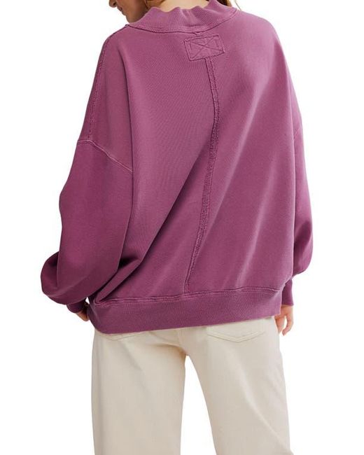 Free People Purple Palm Springs Mock Neck Cotton Fleece Sweatshirt