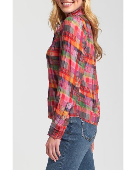 Apny Red Ruffle Half-Placket Shirt