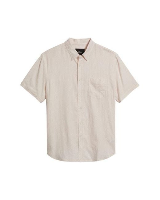 Rails White Carson Short Sleeve Stretch Linen Blend Button-Up Shirt for men