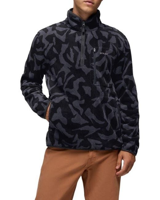 Prana Black Tuff Fluff Fleece Half Zip Pullover for men