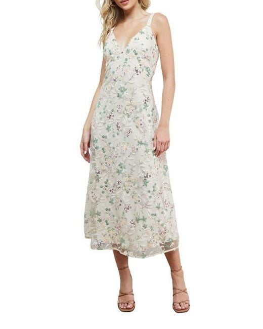 Oasis White Hand Embellished V-Neck Midi Dress