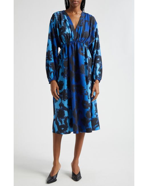 Stine Goya Blue Veroma Long Sleeve A-line Dress