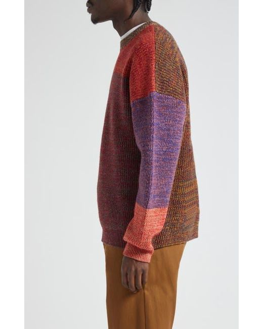 Waste Yarn Project Red Odd Colorblock Wool Blend Sweater for men