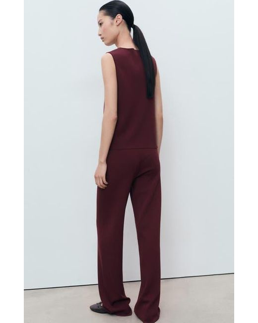 Mango Red Straight Leg Knit Pants
