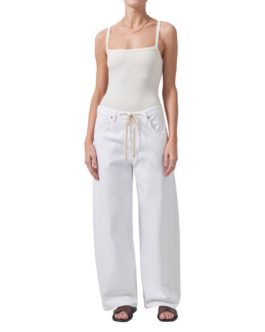 Citizens of Humanity White Brynn Wide Leg Organic Cotton Trouser Jeans