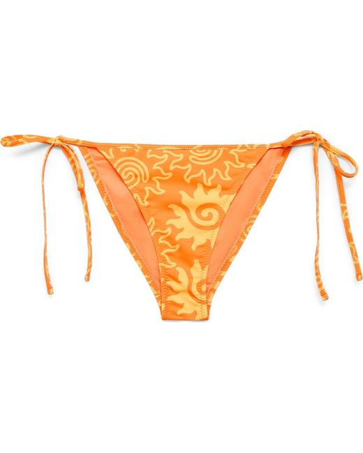 Mango Orange Printed Tie Side Bikini Bottoms