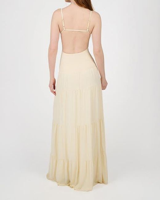 WeWoreWhat Natural Smocked Drop Waist Maxi Dress
