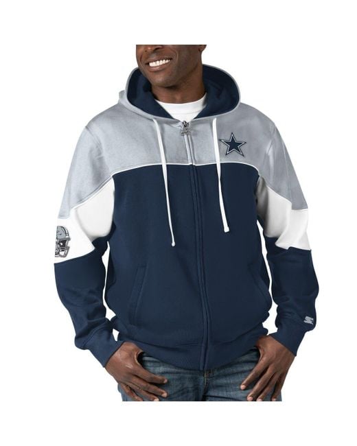Starter silver Dallas Cowboys Running Back Full zip Hoodie At