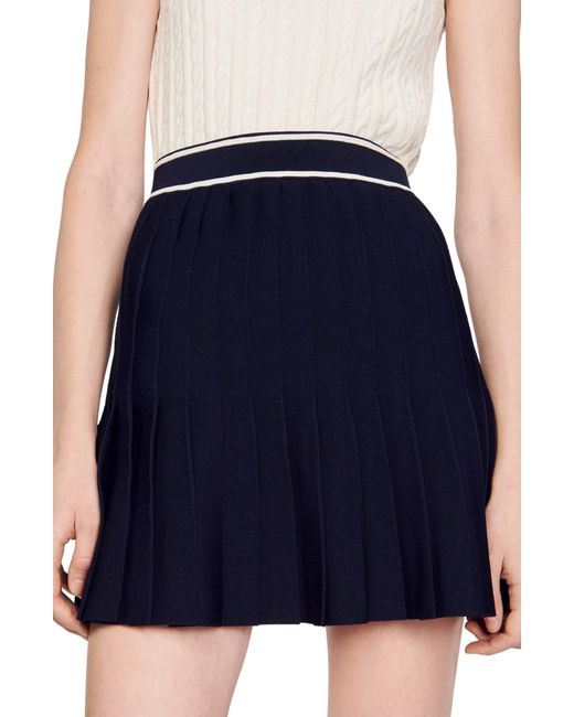 Sandro Blue School Pleated Miniskirt