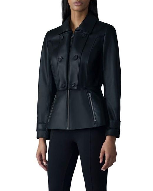 Mackage Blue Barbara Leather Peplum Jacket