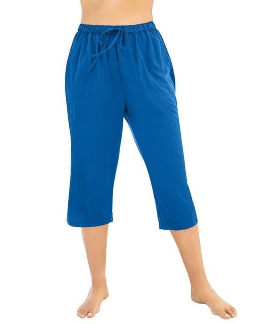 Swim 365 Blue Taslon Cover Up Capri Pant