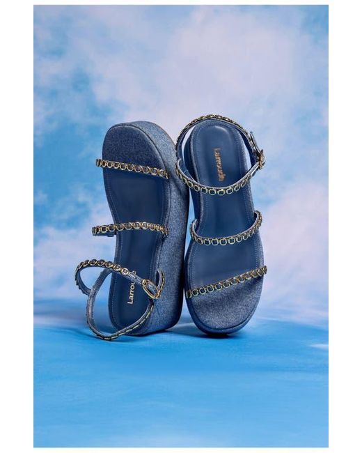 Larroude Blue Gio Milanina Flatform Sandal