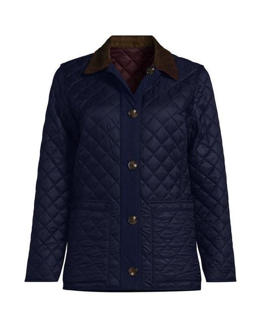 Lands' End Blue Reversible Barn Quilted Jacket