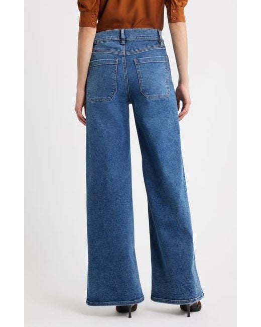 FRAME Blue Le Slim Palazzo Patch Pocket High Waist Wide Leg Jeans