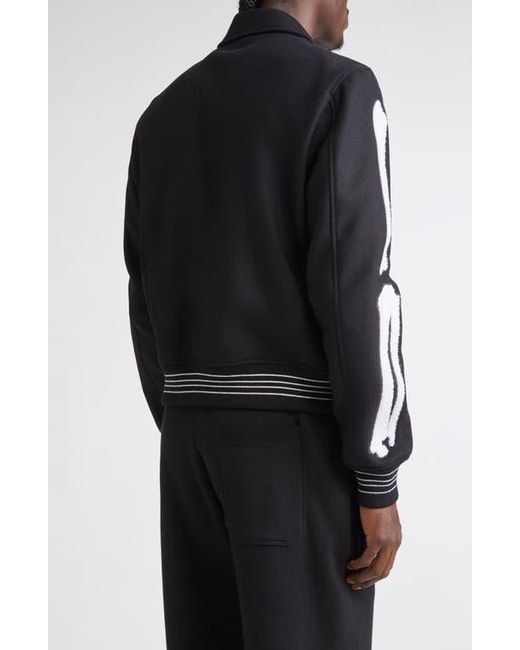Amiri Black Bones Wool Blend Varsity Jacket for men