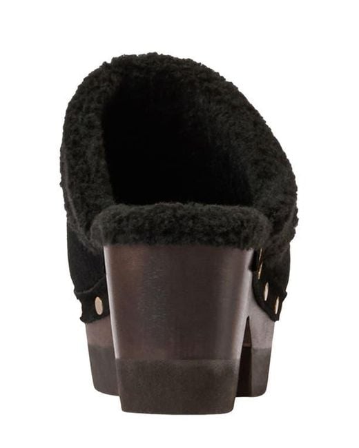 Andre Assous Black Olivia Faux Shearling Clog
