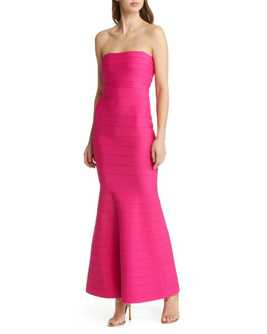 Bebe Pink Strapless Bandage Gown