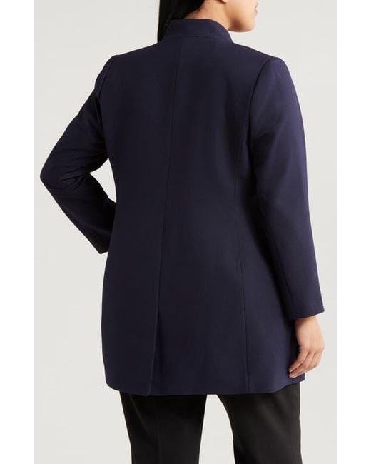 Tahari Blue One-Button Twill Jacket