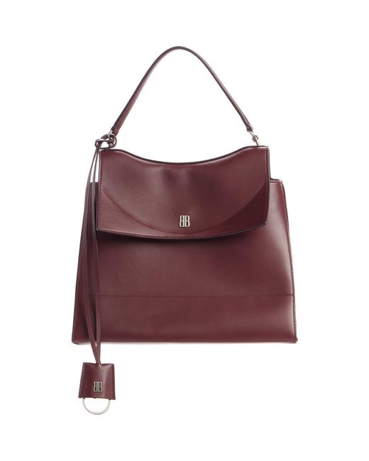 Balenciaga Purple Medium Nano Bb Leather Top Handle Bag