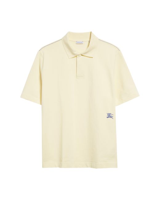 Burberry Natural Embroidered Equestrian Knight Cotton Piqué Polo for men